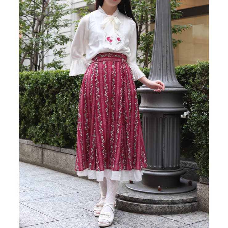 苺柄切替フレアスカート | axes femme | 詳細画像6 