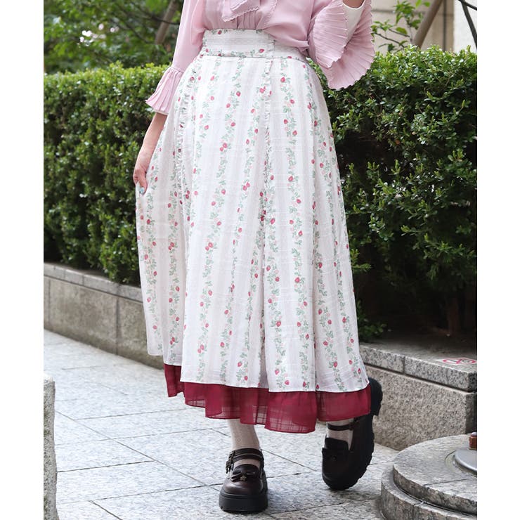 生成り | 苺柄切替フレアスカート | axes femme