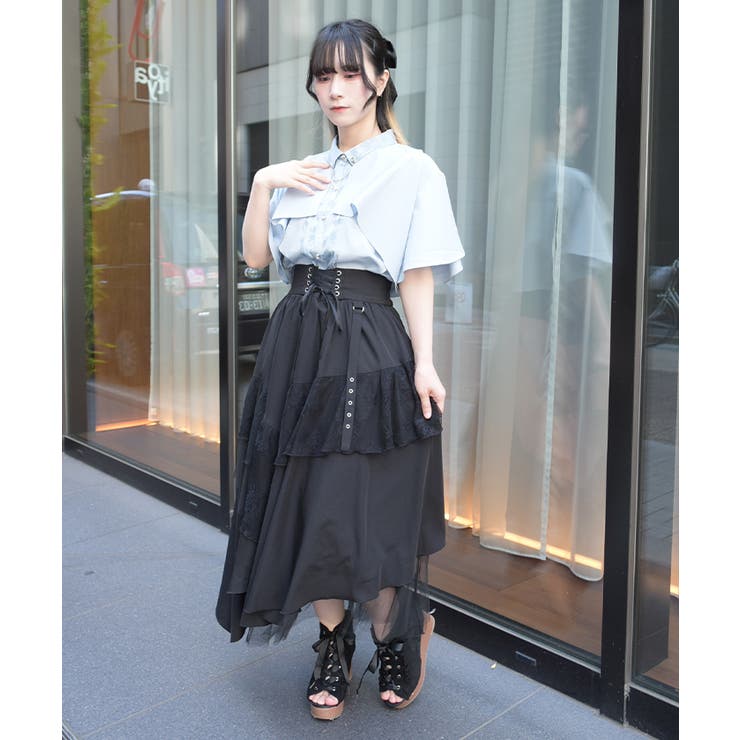 レースアップ異素材ロングスカート | axes femme | 詳細画像8 