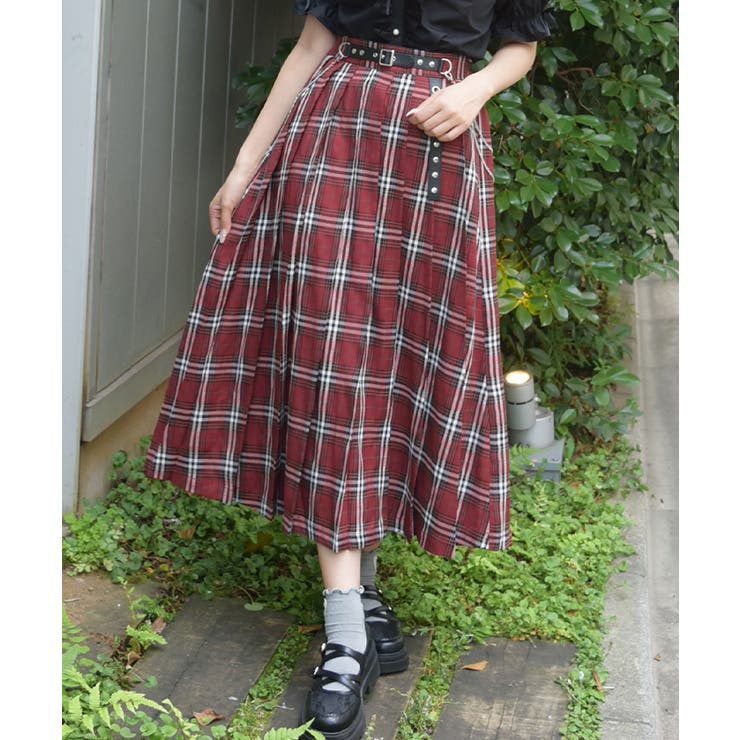 ベルト×チェーンプリーツスカート | axes femme | 詳細画像1 