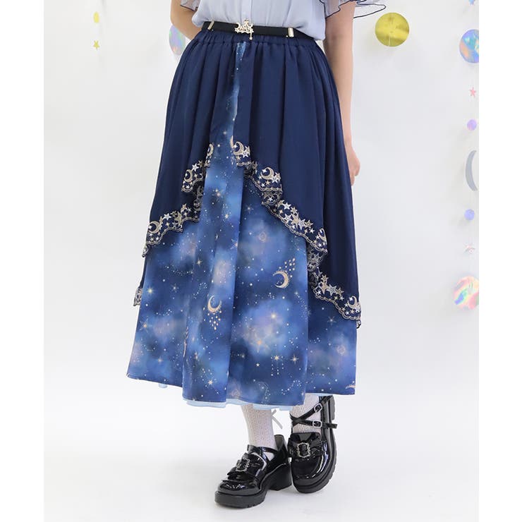 紺 | ルミナスムーン柄２ＷＡＹスカート | axes femme