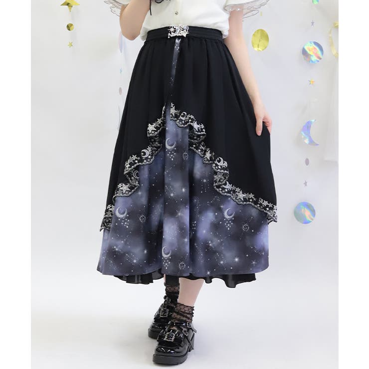 黒 | ルミナスムーン柄２ＷＡＹスカート | axes femme
