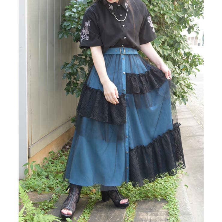 異素材切替ロングスカート | axes femme | 詳細画像10 