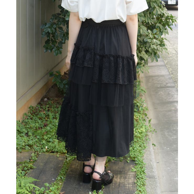 異素材切替ロングスカート | axes femme | 詳細画像3 