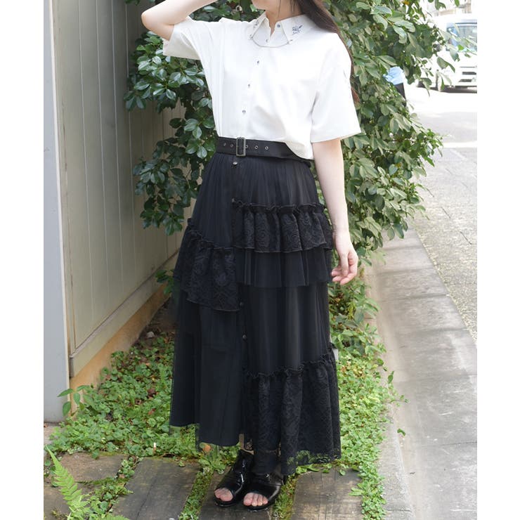 異素材切替ロングスカート | axes femme | 詳細画像5 