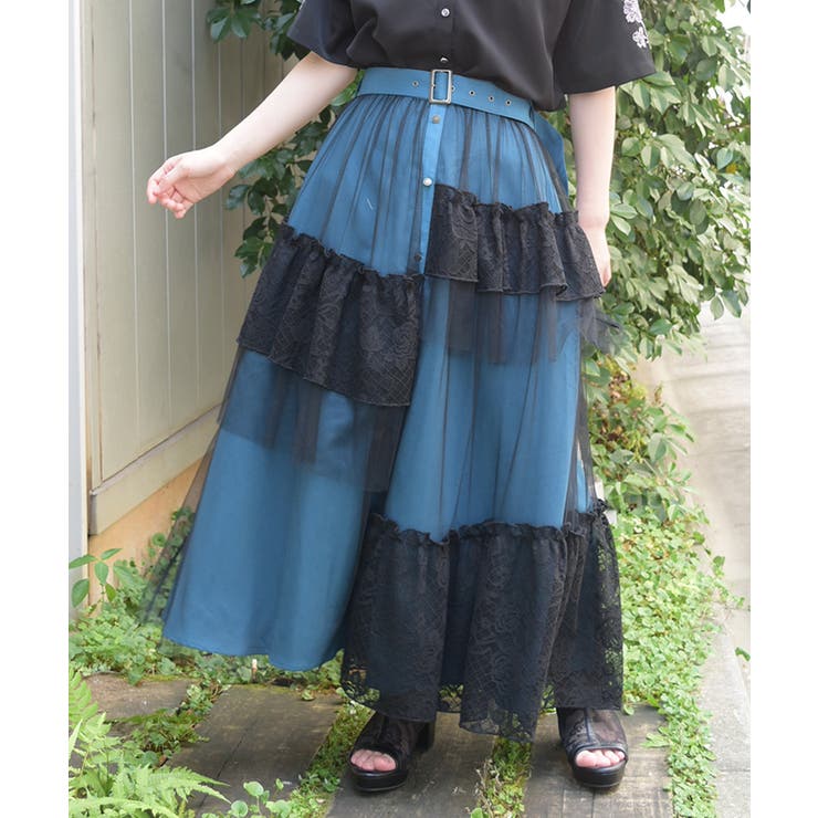 異素材切替ロングスカート | axes femme | 詳細画像6 