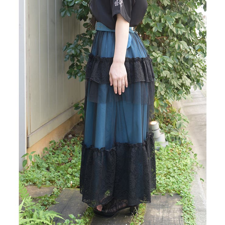 異素材切替ロングスカート | axes femme | 詳細画像8 