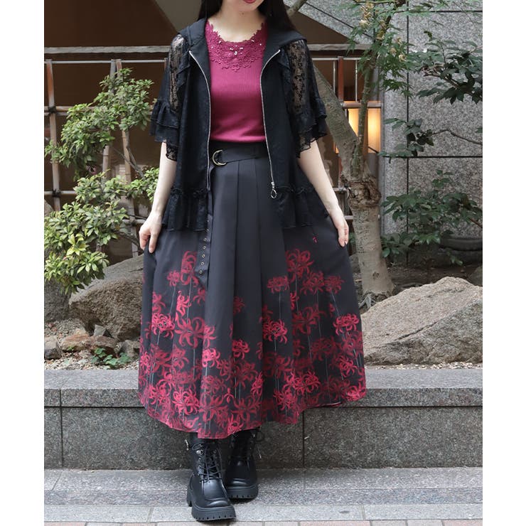 彼岸花柄ＳＫ | axes femme | 詳細画像5 