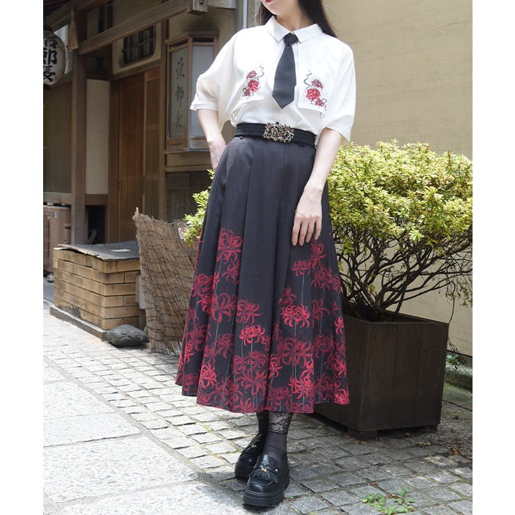彼岸花柄ＳＫ | axes femme | 詳細画像6 