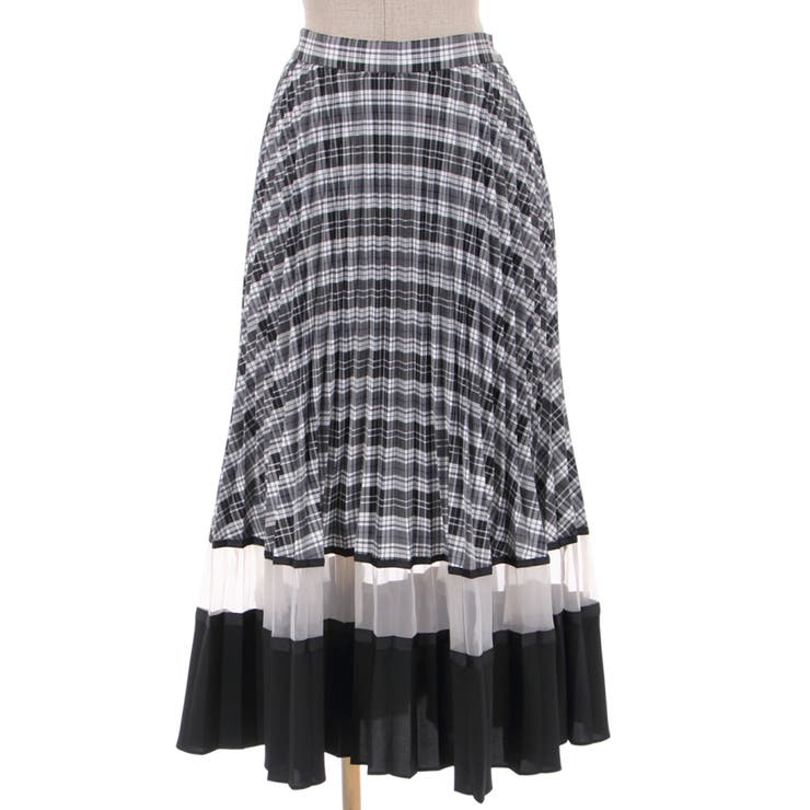 チェック切替プリーツSK[品番：IGAW0002948]｜axes femme