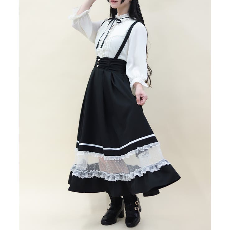 サス付ハイウエストロングスカート[品番：IGAW0006746]｜axes