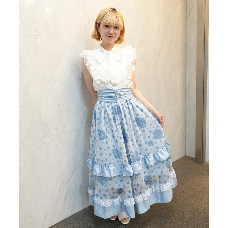 紫陽花柄プリントチュールスカート | axes femme | 詳細画像10 