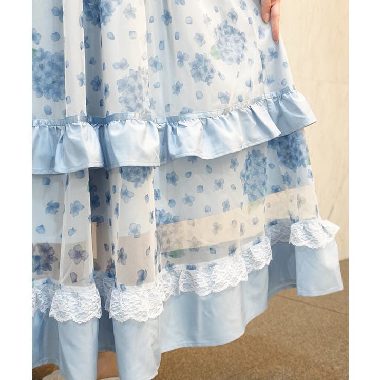 紫陽花柄プリントチュールスカート | axes femme | 詳細画像6 