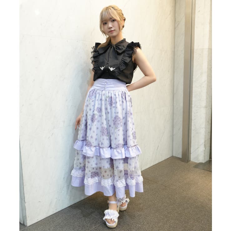 紫陽花柄プリントチュールスカート | axes femme | 詳細画像9 