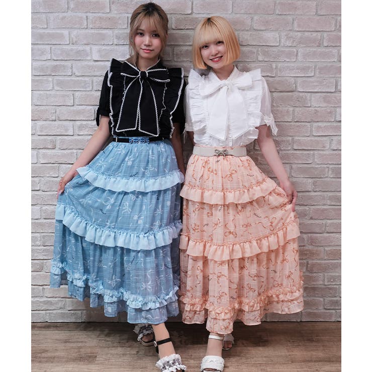 リボン柄シアーチェックスカート | axes femme | 詳細画像13 
