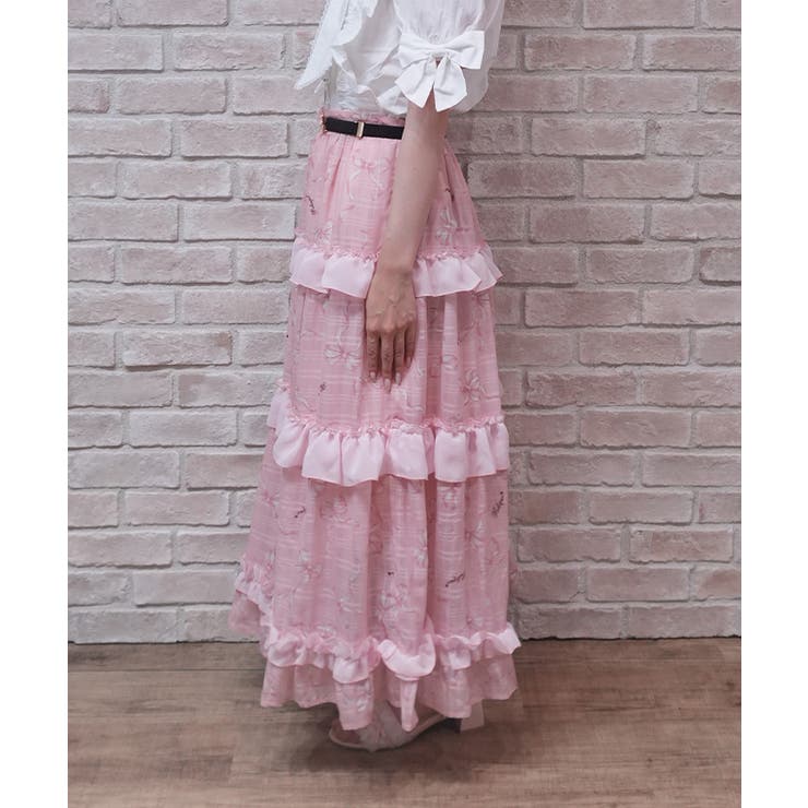 リボン柄シアーチェックスカート | axes femme | 詳細画像3 
