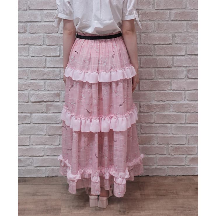 リボン柄シアーチェックスカート | axes femme | 詳細画像4 