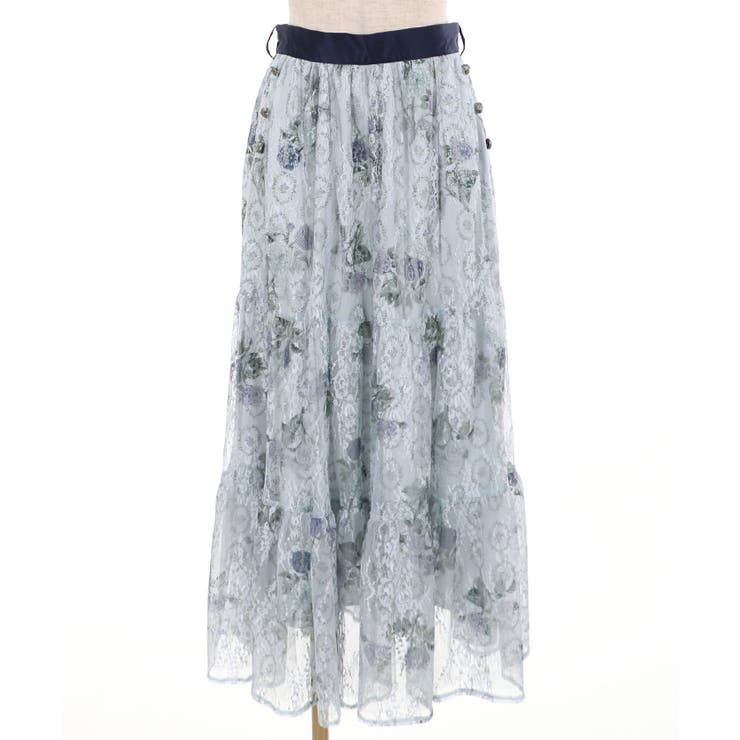 EXCENTRIQUE レースプリントスカート axes femme｜ジップ付レースタイトスカート | Rakuten Fashion