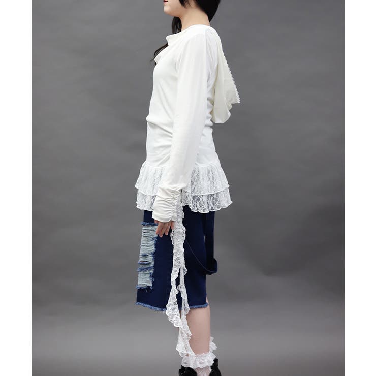 ドレープアシメレースヘムプルオーバー | axes femme | 詳細画像2 