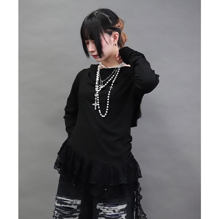 ドレープアシメレースヘムプルオーバー | axes femme | 詳細画像4 