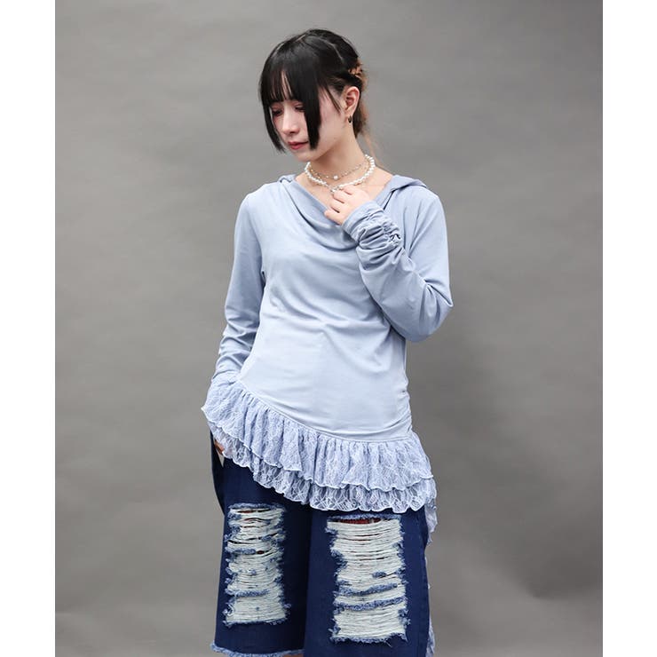 ドレープアシメレースヘムプルオーバー | axes femme | 詳細画像6 