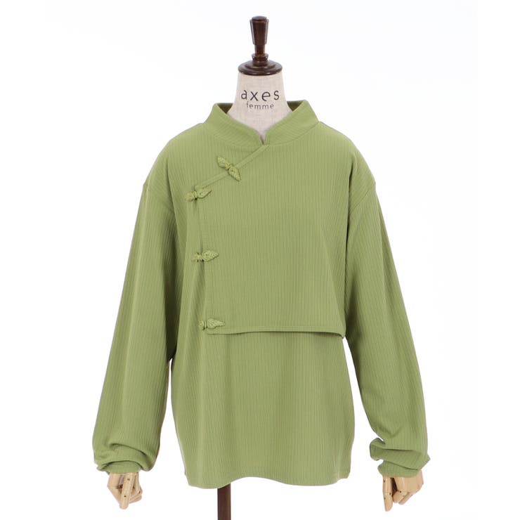 チャイナ釦マオカラートップス[品番：IGAW0001521]｜axes femme