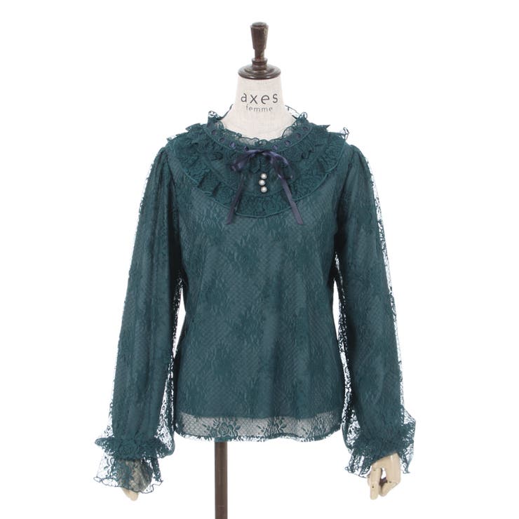 リボン付フリルビッグ襟ブラウス | outlet | axes femme online shop