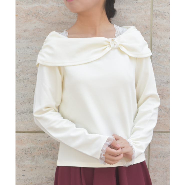 生成り | オフショル風リボンカットプルオーバー | axes femme