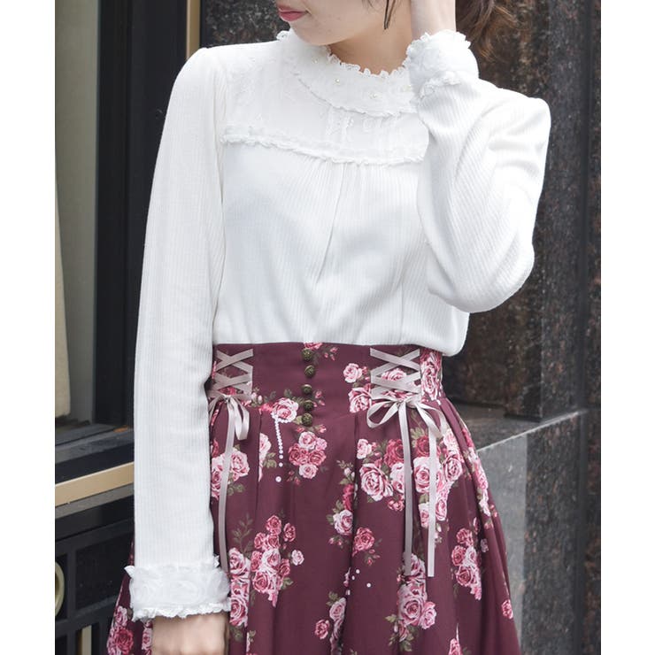 生成り | チュールローズレース切替プルオーバー | axes femme