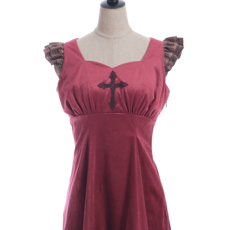 ベロア×チェックフリルＯＰ | axes femme | 詳細画像11 