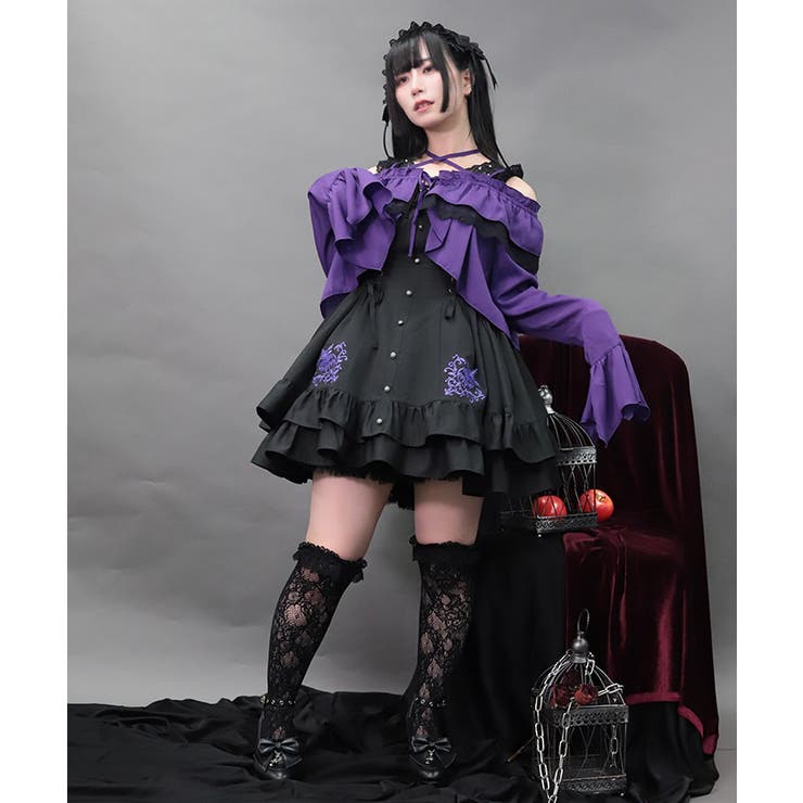 黒 | ポイズンアップル刺繍ミニワンピース | axes femme