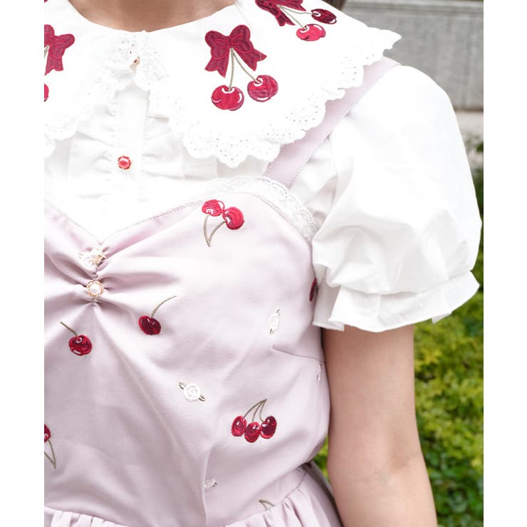 チェリー×ローズ刺繍ジャンパースカート | axes femme | 詳細画像6 