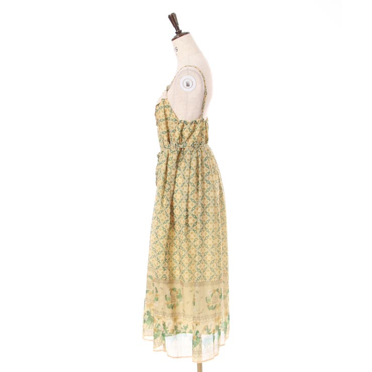 axes femme / たんぽぽ柄ロングキャミワンピース  イエロー Y-25-06-09-154-AX-TO-SZ-ZY たんぽぽ柄ロングキャミOP[品番：IGAW0003488]｜axes femme