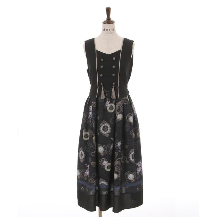 レトロクロック柄ジャンスカ[品番：IGAW0004016]｜axes femme