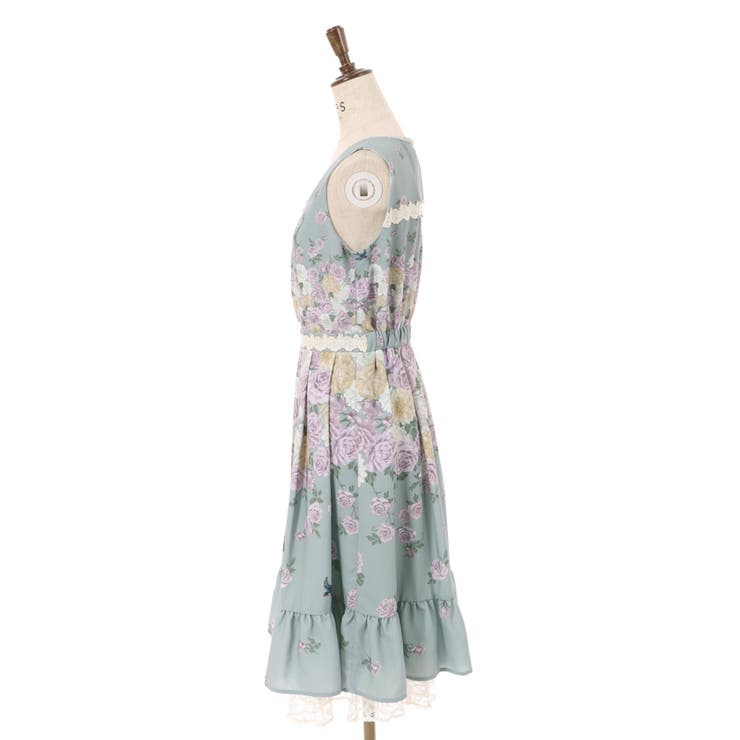 蔓薔薇柄ノースリワンピース[品番：IGAW0004117]｜axes femme