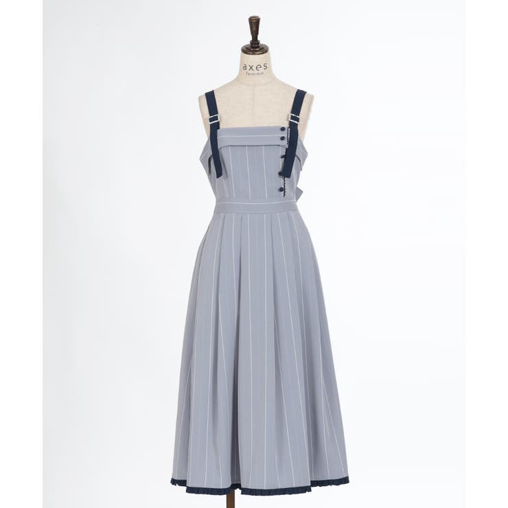 バックリボンストライプジャンスカ[品番：IGAW0005003]｜axes femme