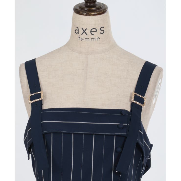 コムコム　ピンストライプ柄ジャンスカ axes femme（アクシーズファム）の「ストライプ柄ジャンスカ