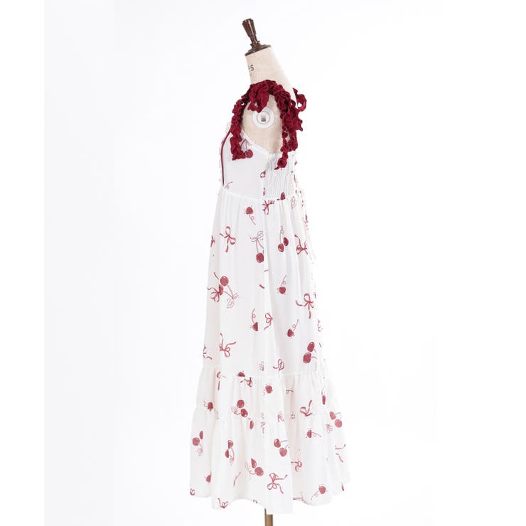 チェリー柄フリルリボンワンピース[品番：IGAW0005100]｜axes