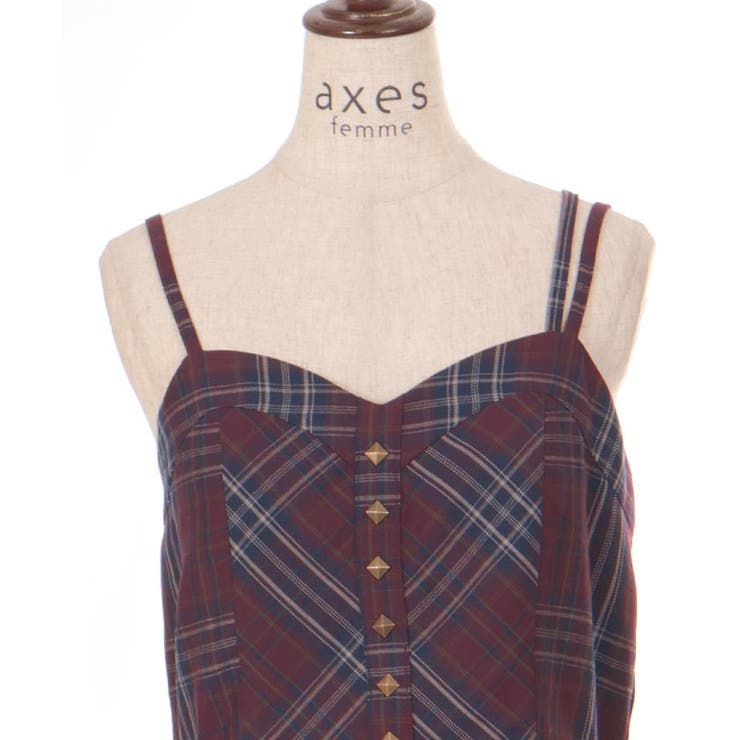 axes femme タータンチェックジャンスカ赤Mサイズ、ヘッドドレス赤フリー axes femme（アクシーズファム）の「タータンチェックジャンスカ