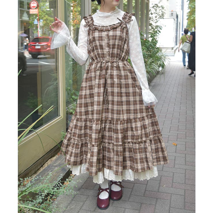 コットンレース使チェックOP[品番：IGAW0006896]｜axes femme