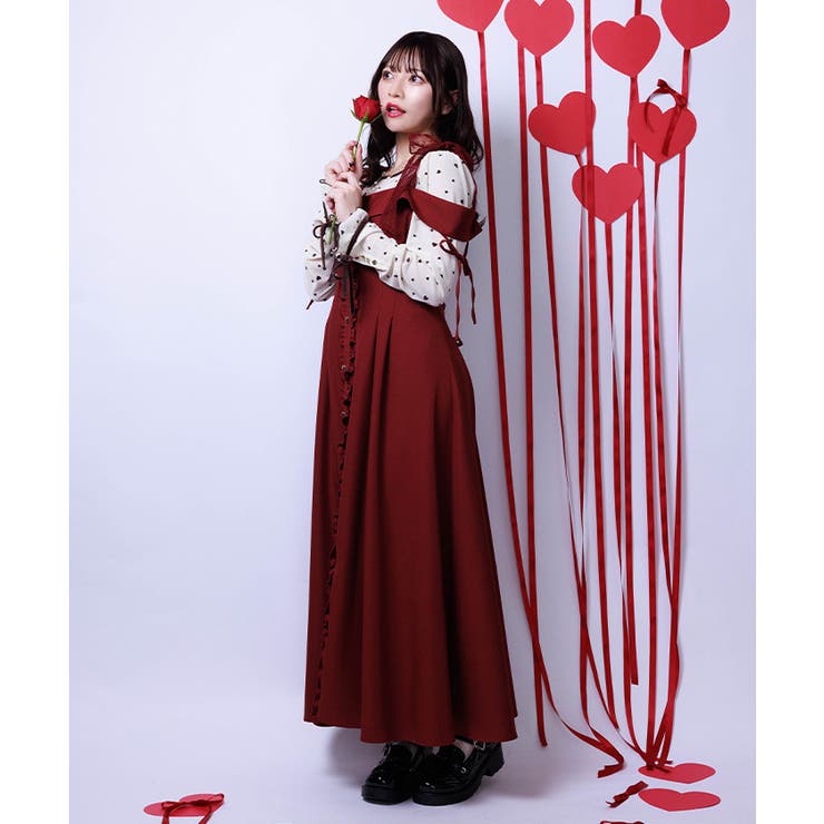 ワイン | チュールリボン付ワンピース | axes femme