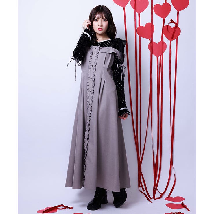 グレー | チュールリボン付ワンピース | axes femme