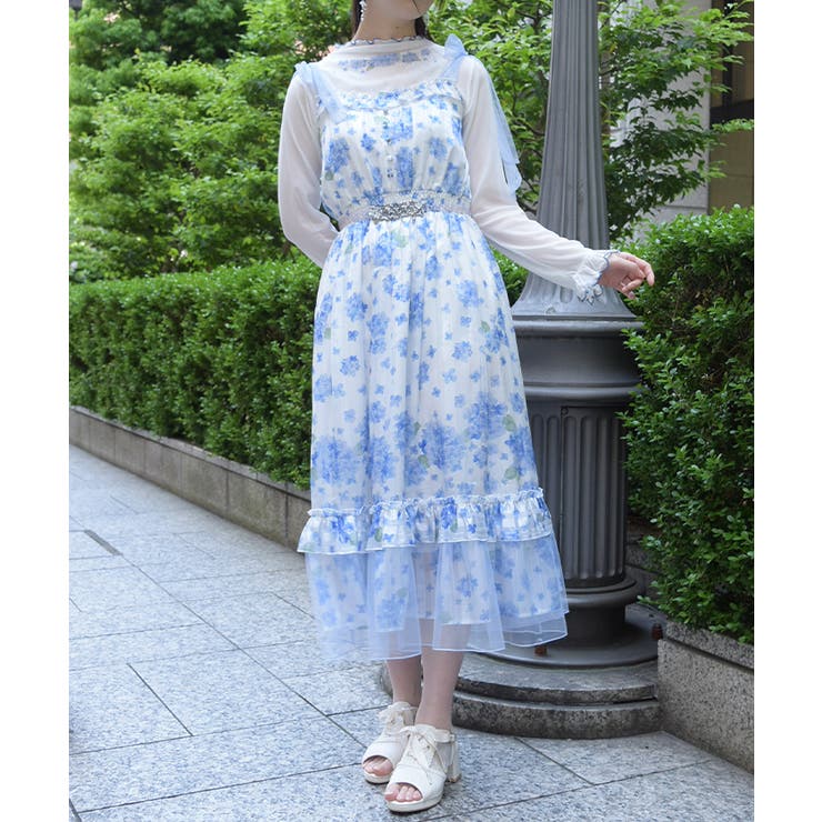紫陽花柄ショルダーリボンワンピース | axes femme | 詳細画像1 