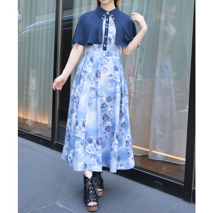アートローズ柄ケープワンピース | axes femme | 詳細画像5 
