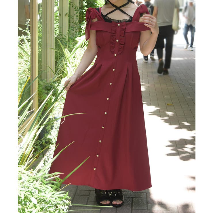 赤 | ショルダーリボンワンピース | axes femme
