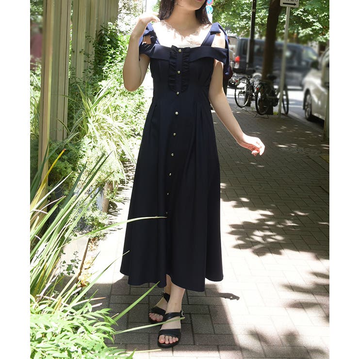 紺 | ショルダーリボンワンピース | axes femme