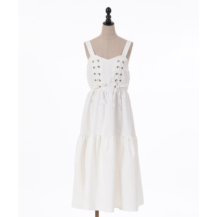 生成り | レースアップティアードワンピース | axes femme