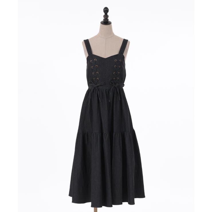 黒 | レースアップティアードワンピース | axes femme