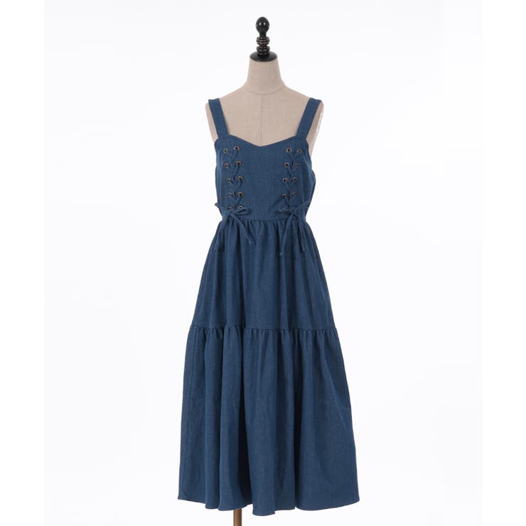 インディゴ | レースアップティアードワンピース | axes femme
