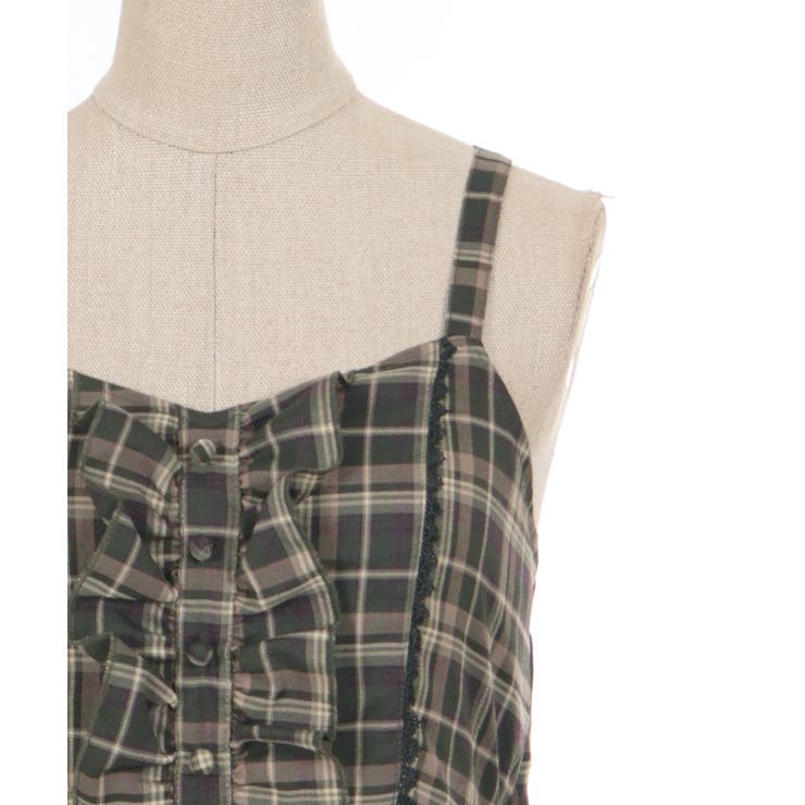 axes femme poetique フリルデザインキャミワンピース ブラック フリルデザインキャミワンピース[品番：IGAW0005331]｜axes